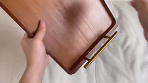 Bamboo Serving Tray with Gold Handles, Food Tray for Breakfast,Coffee Table,Dinner & Bar, Decorative Tray for Kitchen, Bedroom (Large)