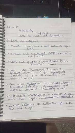 land use category class 12 geography chapter 5 land resources and agriculture #study #notes_making