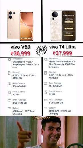 vivo V60 VS vivo T4 Ultra Phone Comparison #phone #vivov60 #vivot4ultra #vivo #gaming #camera