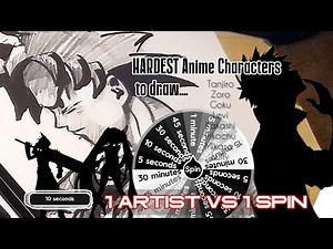 1 ARTIST vs TOP 10 HARDEST ANIME CHARACTERS TO DRAW vs TIME SPIN WHEEL #drawingchallenge