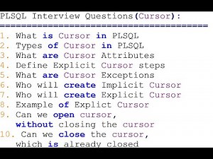 PL/SQL Interview Questions and Answers | Top 10 PLSQL Interview Questions | PLSQL Cursors