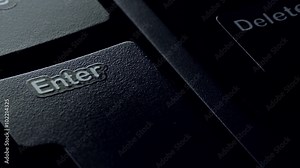 Pressing the enter key on a computer keyboard. close-up Stock Video