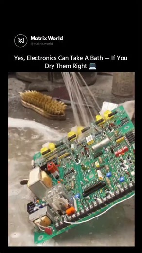 Matrix World on Instagram: "Yes, electronics can be washed. This is a legitimate, field-tested repair method used to clear flux residue and contaminants from PCBs. When water-soluble flux is present, rinsing with water (distilled is ideal) is completely safe — provided the board is fully dried before powering on. Water alone doesn’t destroy circuits. Electricity combined with moisture does. Misconceptions disappear. Correct process is everything. ⚙️✨ Follow @matrix.world DM for credit/removal #E