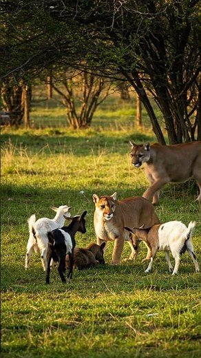 Puma sets its sights on the goats—predator instinct kicks in #wildlife #puma #animals #animalworld