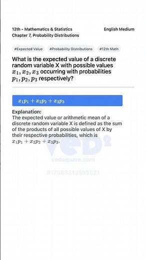 Expected Value in Probability Distributions 12th Math