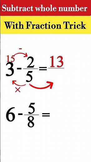 💯🤯 Whole Number Subtract by a Fraction Tricks #shorts #wholenumbers #fraction #tricks #subtraction