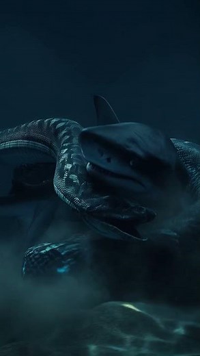 "8K Deep Sea Showdown | Shark vs Giant Sea Python Battle"