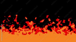 Fire Cartoon Animation. Background elements burn 4K Motion Graphics 2d resolution with Alpha channel.