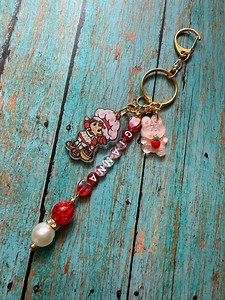 Personalized Strawberry Girl Keychain – Custom Name Charm With Character of Your Choice - Etsy