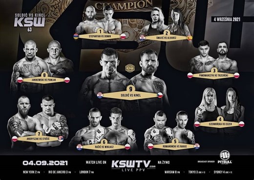 KSW 63 - karta walk, godziny transmisji w PPV | MMAROCKS