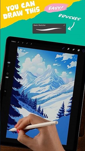 Winter Mountain Landscape Tutorial #artwithflo #procreatetutorial