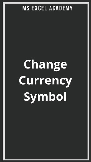 Bhavesh Gwalani | Change Currency Symbol in Excel from the default symbol $. The shortcut to open the dialog box is CTRL + 1 and then select the Accounting... | Instagram