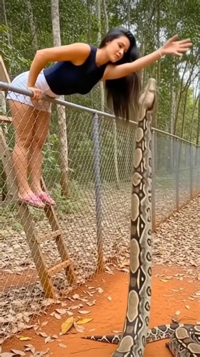 She Reached Out… and the Python Rose 😳🐍 #Shorts #Python #Wildlife