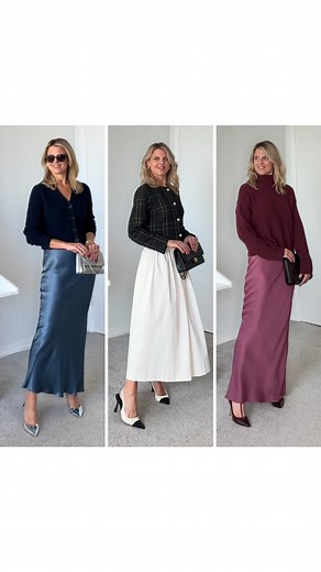 3.2K views · 13K reactions | 4 evening looks. Satin maxi skirts...