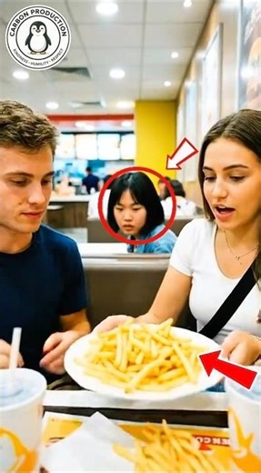 Hungry Girl Caught Taking Food, Older Waiter Surprises Her! 🥺❤️🍟 #shorts