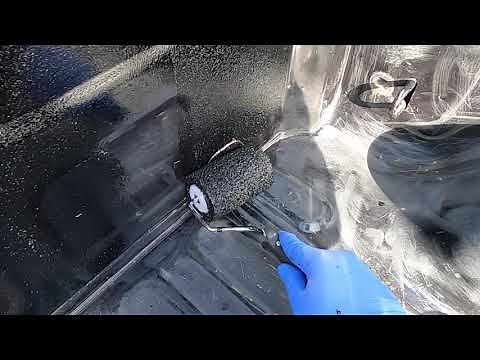 Backyard DIY Herculiner Installation /Application Roll on Bed liner HCL1B8 Brush Bed Ram 1500 5'7"