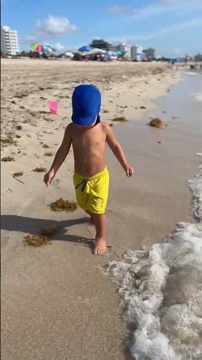 Cute Playing Beach Video! Children playing at the beach on a sunny day