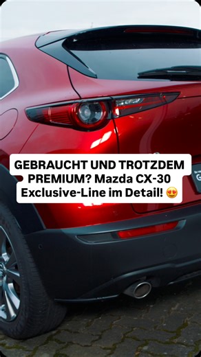 Autohäuser Wilk & Kaczmarek on Instagram: "Wenn ein Gebrauchtwagen so dasteht, wirkt „zweite Hand“ plötzlich ziemlich nach „erste Wahl“ 😉 Im Video zeigt der CX-30, was er optisch draufhat: wertiger Innenraum, markante Front, Kamera im Grill und sportliches Heck mit Doppelrohr-Auspuff. Highlights im Überblick: ✅ Exclusive-Line mit BOSE® Sound-System & abgedunkelten Scheiben hinten ✅ Matrix LED-Lichtsystem mit markanter Lichtsignatur ✅ Elektrische Heckklappe & praktische Rückfahrkamera ✅ Wertige