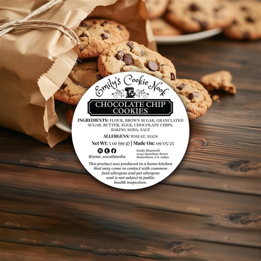 Custom Cookie and Cake Bakery Label Template: 3x3" Thermal Print (digital Download) | 30008 - Etsy