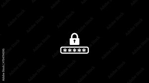 Password icon, Typing wrong and right password icon animation. Security key symbol animation.