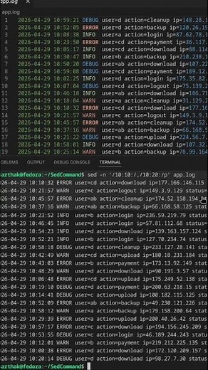 Sed Range Matching in Linux | Print Logs Between Time Ranges #shorts