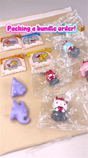 Packing a Cute Pokemon & Sanrio Bundle Order! 💜🎀 Free Gift! #shorts
