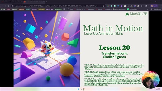 Math XL 7B Lesson 20 Transformations Similar Figures