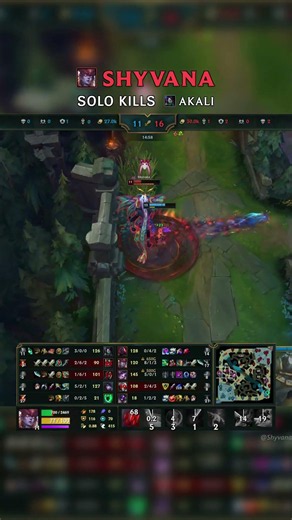 Shyvana SOLO KILLS Akali | EUNE Master Patch 26.14 #shorts