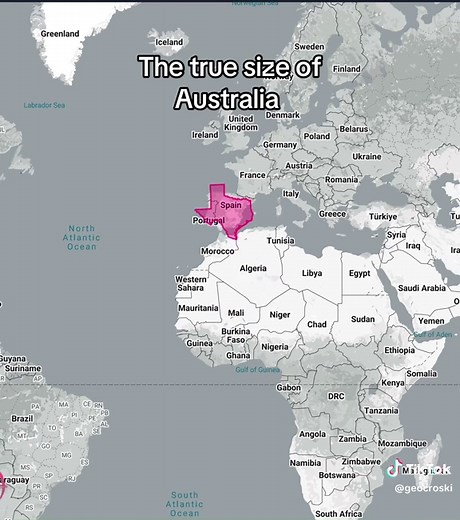 The true size of Australia compared to Texas