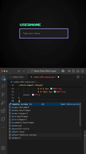 Retro Pixel Glitch Input Field in 15 Seconds | HTML & CSS | Code with Nazia