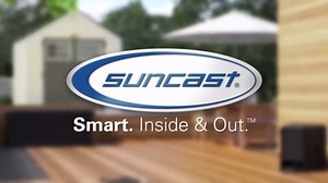 Suncast Deluxe Indoor & Outdoor Dog House Resin for Medium/Large Breeds, Tan/Blue