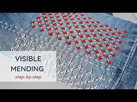 How to Mend Jeans with Sashiko Stitching | Underside Patch & Visible Mending Tutorial