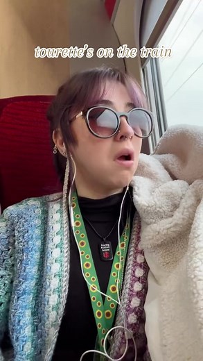 mild tics on the train 🚂 public transport can be quite anxiety provoking, mostly when my tics are bad, here they’re mild so it was okay💜lots of ‘simple tics’ which include clicking, sniffing, simple vocal noises, face twitches, eye rolls and more…. #tourettessyndrome #tourettesinpublic #fyp #ticloudandproud #pandaspans #inflamedbrain #braininflammation #disabilityadvocate #tourettesawareness | Thistrippyhippie