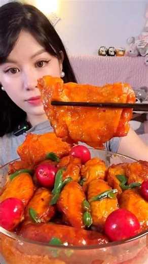 Fiery Glazed Chicken Wings of Pure Temptation🔥 #mukbang