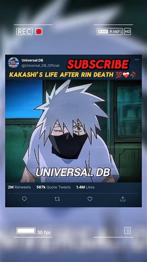 Kakashi's life after Rin death 💯❤️‍🩹🥀||#viralshort #subscribe .