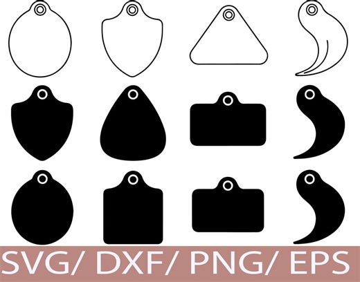 Animal ID Tag SVG Bundle, Keychain Silhouette (digital Download) - Etsy