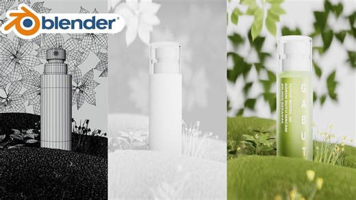 Blender 如何建模渲美妆产品染-材质纹理、灯光、（中英文字幕）