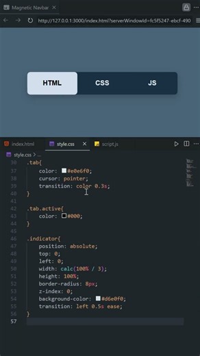 🔥 Magnetic Navbar Animation | Smooth Indicator Effect with HTML, CSS & JS | #html #css #js #htmlcss