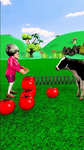 Scary Teacher & Cow So Funny 🤣 eat tomatoes #animalscartoon #funnyanimals #scaryteacher3d #shorts