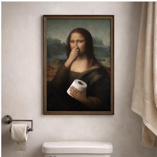 Funny Mona Lisa Bathroom Print | Toilet Humor Wall Art | Renaissance Parody Poster | Guest Bathroom Decor | Digital Download - Etsy