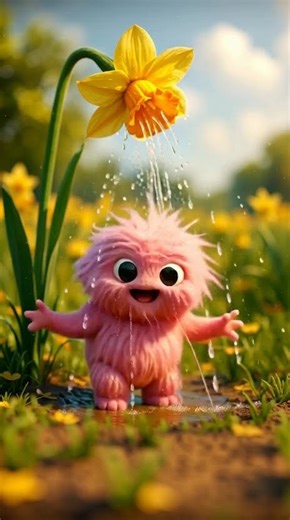 monster washes face with hands