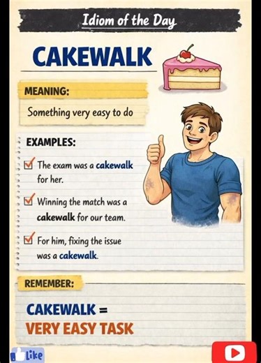 What Does “Cakewalk” Mean? 🤔 Easy English Idiom #cakewalk#englishidioms#learnenglish