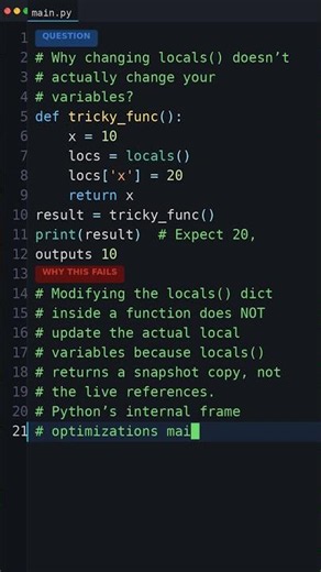 This Output Makes No Sense: Why changing locals() doesnt actually change your variable
