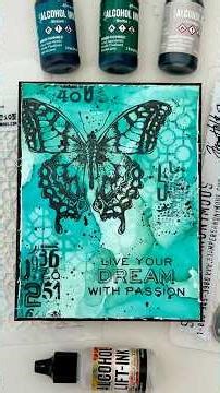 Tim Holtz Alcohol Ink Butterfly Card by @SuzyHeinz