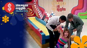 Blooper! Host #BobBarker and contestant Darryl help model #HollyHallstrom when she accidentally trips on a cable during #SuperBall! Episode 4714 - 1982 | The Price Is Right: The Barker Era