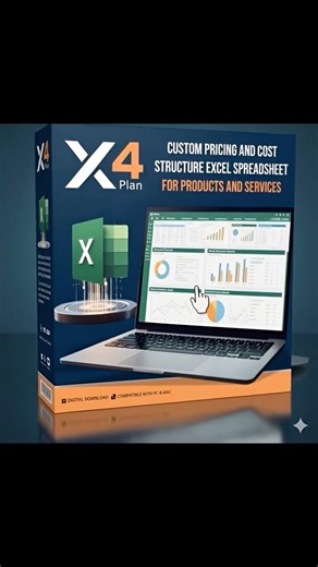 Custom pricing spreadsheet designed for real business decisions. Available on Etsy by X4Plan. #excel