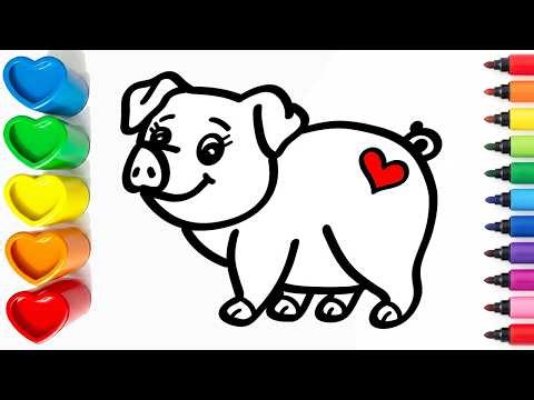 🐷🌈 Drawing and Coloring a Cute Pig | Easy Step By Step Tutorial for Beginners #59