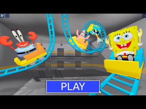 SPONGEBOB ROLLER COASTER PRISON RUN! NEW SCARY OBBY (#Roblox)