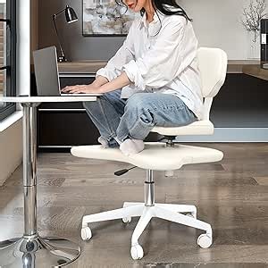 Cross Legged Office Chair, Criss Cross Desk Home Meditation Chair, Yoga ADHD Ergonomic Kneeling Chair with Lumbar Support and Adjustable Height Stool Wheels