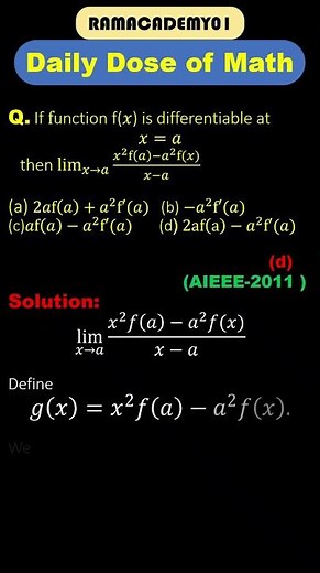 👉 Important JEE Limit Question | Short Trick Solution | Differentiability Concept